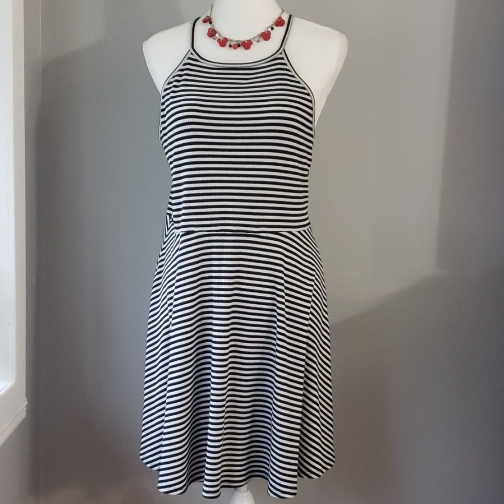 Black and white striped dress